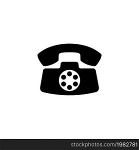 Retro Old Phone. Flat Vector Icon. Simple black symbol on white background. Retro Old Phone Flat Vector Icon
