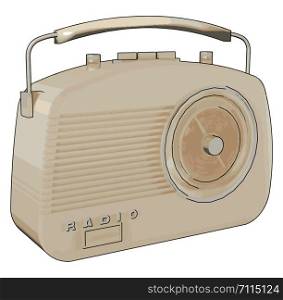 Retro old radio, illustration, vector on white background.
