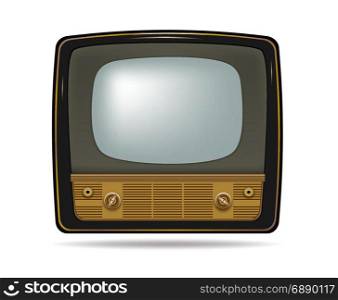 Retro old vintage television on white background.