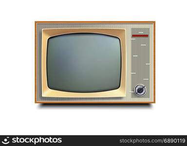 Retro old vintage television on white background