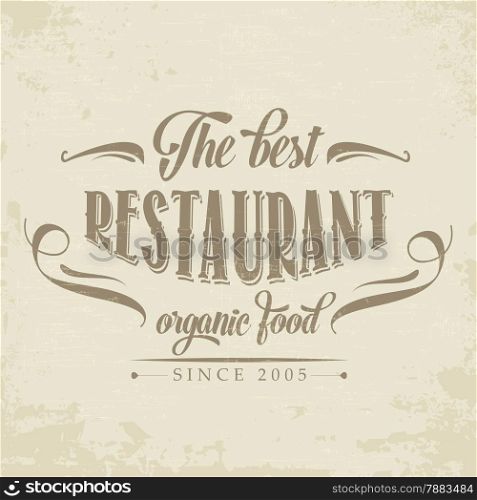 retro organic food restaurant poster, illustration in vector format