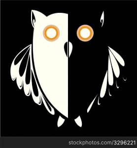 retro owl in the night, abstract art illustration
