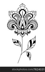 Retro paisley floral element isolated on white in persian or indian style
