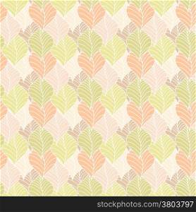 Retro pastel leaves on background pattern. stylized leaf pattern. Seamless decorative template texture with leaves