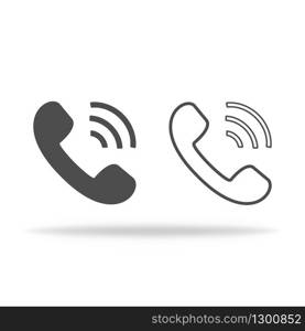 Retro phone concept in black and white style, flat and linear. Vector EPS 10
