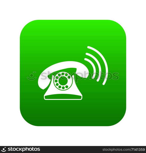 Retro phone icon digital green for any design isolated on white vector illustration. Retro phone icon digital green