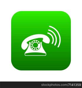 Retro phone icon digital green for any design isolated on white vector illustration. Retro phone icon digital green