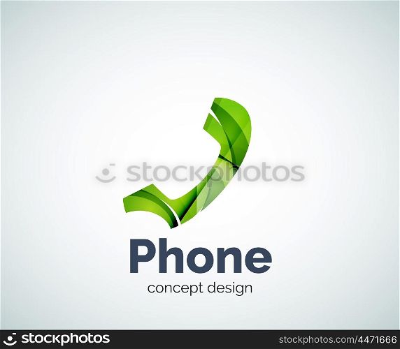Retro phone logo template, abstract geometric glossy business icon