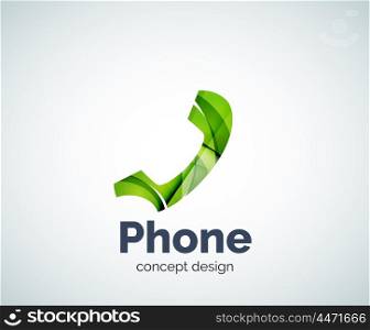 Retro phone logo template, abstract geometric glossy business icon