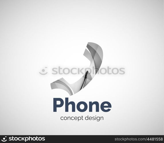 Retro phone logo template, abstract geometric glossy business icon