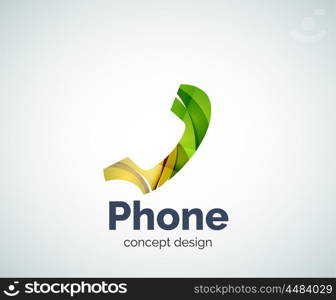 Retro phone logo template, abstract geometric glossy business icon