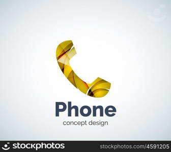 Retro phone logo template, abstract geometric glossy business icon