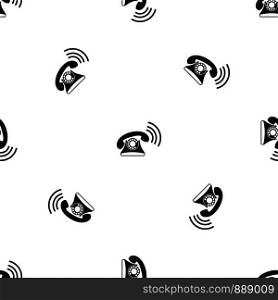 Retro phone pattern repeat seamless in black color for any design. Vector geometric illustration. Retro phone pattern seamless black