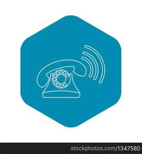 Retro phone ringing icon. Outline illustration of retro phone ringing vector icon for web. Retro phone ringing icon, outline style
