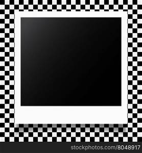 Retro photo frame on checkered background. Vector illustration.. Photo frame template