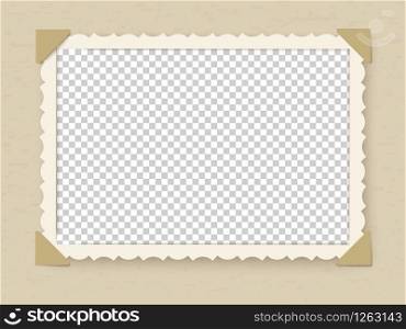 Retro photo frame. Vintage old postcard for album or picture with decoration edges vector photoframe template. Retro photo frame. Vintage old postcard for album or picture with decoration edges vector template
