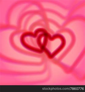 Retro pink heart couple with colorful aberrations