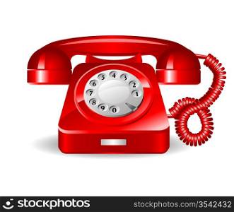 Retro rad telephone on a white background