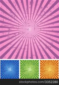 Retro Radial Background in four color sets