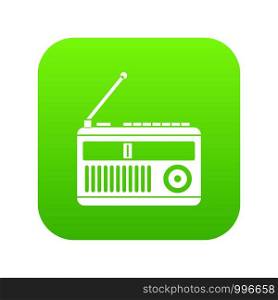Retro radio icon digital green for any design isolated on white vector illustration. Retro radio icon digital green
