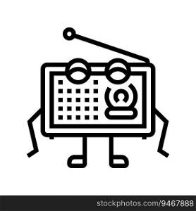 retro radio music character line icon vector. retro radio music character sign. isolated contour symbol black illustration. retro radio music character line icon vector illustration
