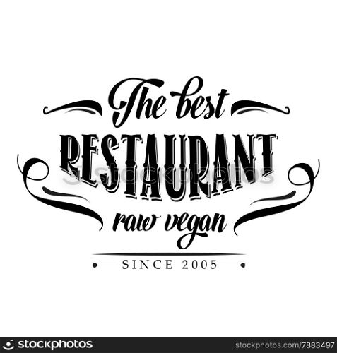 retro raw vegan restaurant poster, illustration in vector format