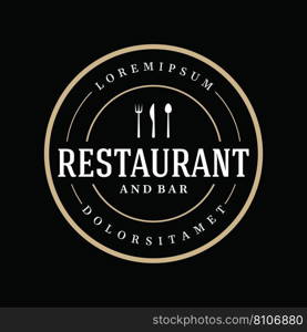 Retro restaurant emblem.Cutlery logo design and hand drawn vintage style restaurant typography.