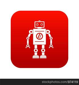 Retro robot icon digital red for any design isolated on white vector illustration. Retro robot icon digital red