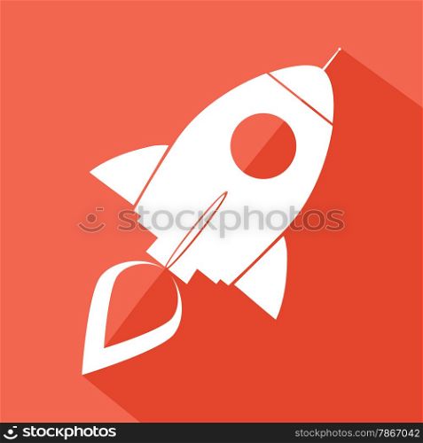 Retro Rocket Red Icon.Flat Style