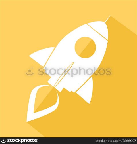 Retro Rocket Yellow Icon.Flat Style