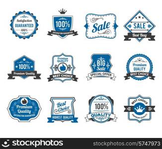 Retro sales best choice offer old fashioned antique emblems labels pictograms set abstract graphic vector isolated illustration