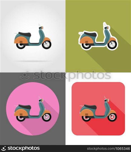 retro scooter flat icons vector illustration isolated on background