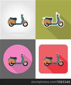 retro scooter flat icons vector illustration isolated on background