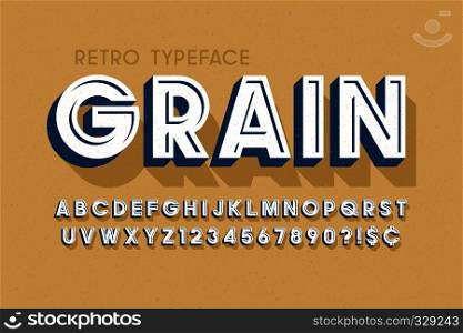 Retro scratched 3d display font design, alphabet, letters and numbers. Opacity masks. Swatch color control. Retro scratched 3d display font design, alphabet, letters