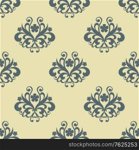 Retro seamless floral pattern with grey flowers and beige background