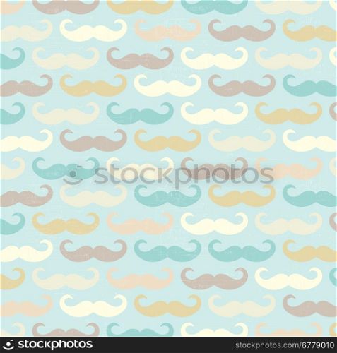 retro seamless pattern with mustache, vector illustration