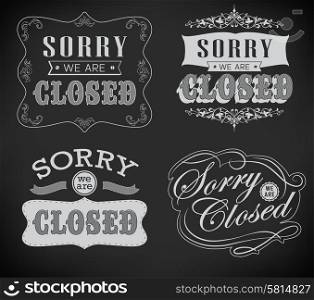 Retro signs Open and Closed. Vector illustration.