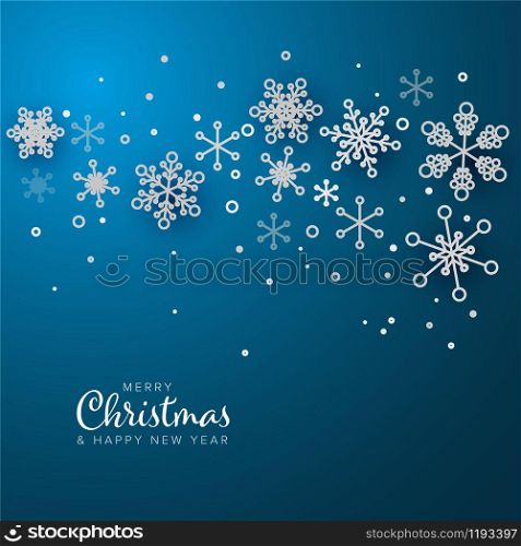 Retro simple Christmas card with white snowflakes on blue background. Retro simple Christmas card