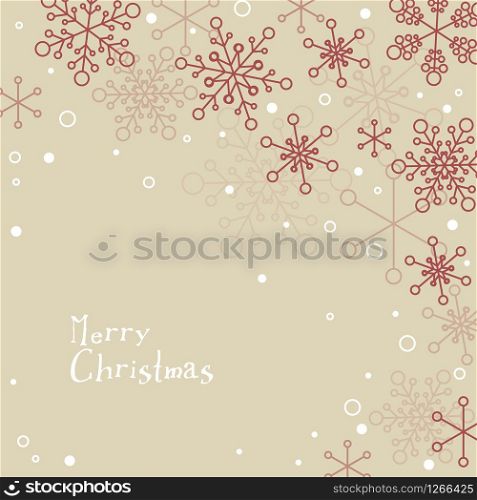 Retro simple Christmas card with white snowflakes on brown background