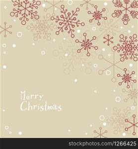 Retro simple Christmas card with white snowflakes on brown background