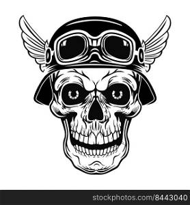 Retro skull in helmet with wings vector illustration. Vintage dead head of soldier. Tattoo design and rebel community concept can be used for retro template, banner or poster