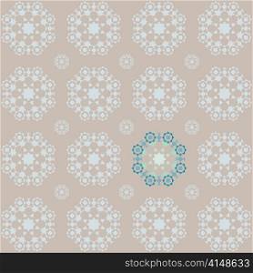 Retro snowflake style seamless wallpaper in brown and blue tones with a stand out section