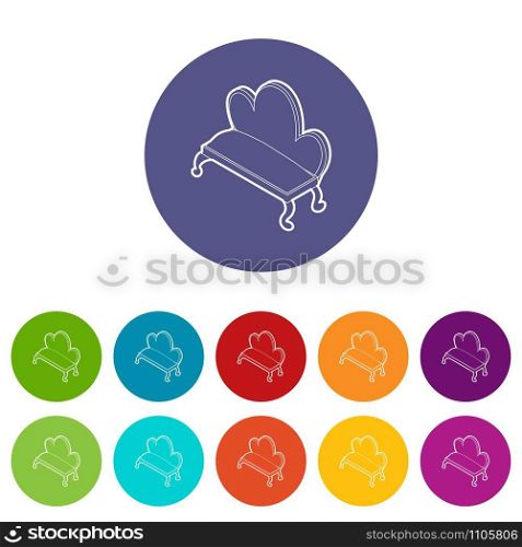 Retro sofa icons color set vector for any web design on white background. Retro sofa icons set vector color