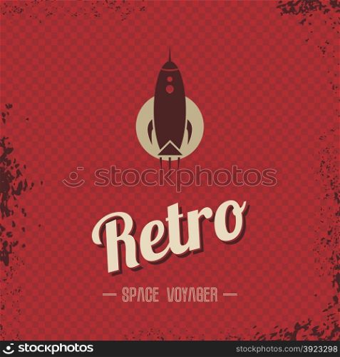 retro space rocket template theme vector art illustration
