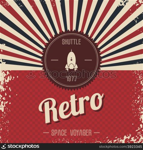 retro space rocket template theme vector art illustration