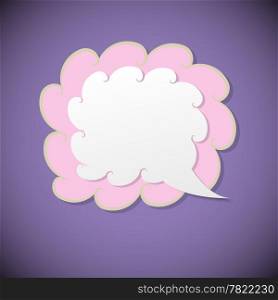 Retro speech bubble on violet background, vector illustration
