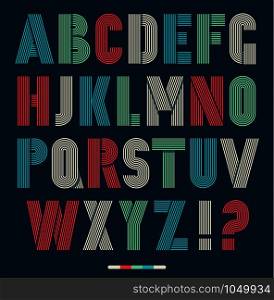 Retro stripes funky fonts set,trendy elegant retro style design. Vector design.. Retro stripes funky fonts set