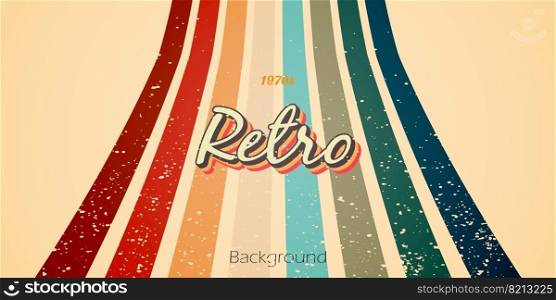 Retro style background with colorful lines and grunge texture vintage design