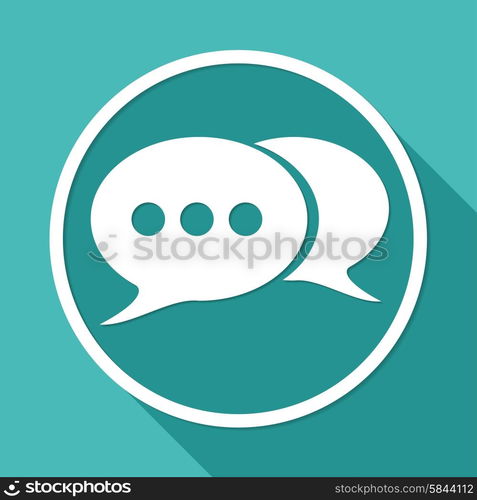 retro style bubble speech icon on white circle with a long shadow