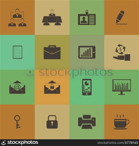 Retro style Business and office icons vector set.
